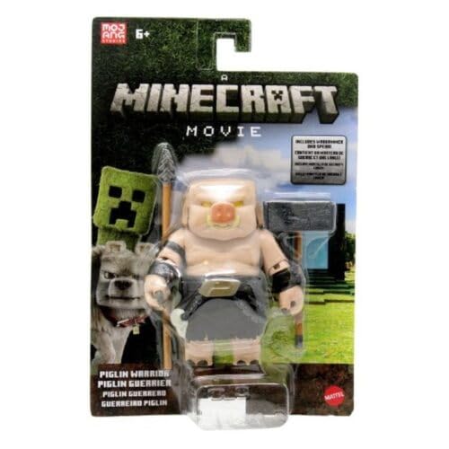 Mattel Minecraft Action Figure & Zubehör Set, Piglin Warrior Posable Charakter Sammlerstück Inspiriert von einem Minecraft-Film, 3,25 Zoll Maßstab