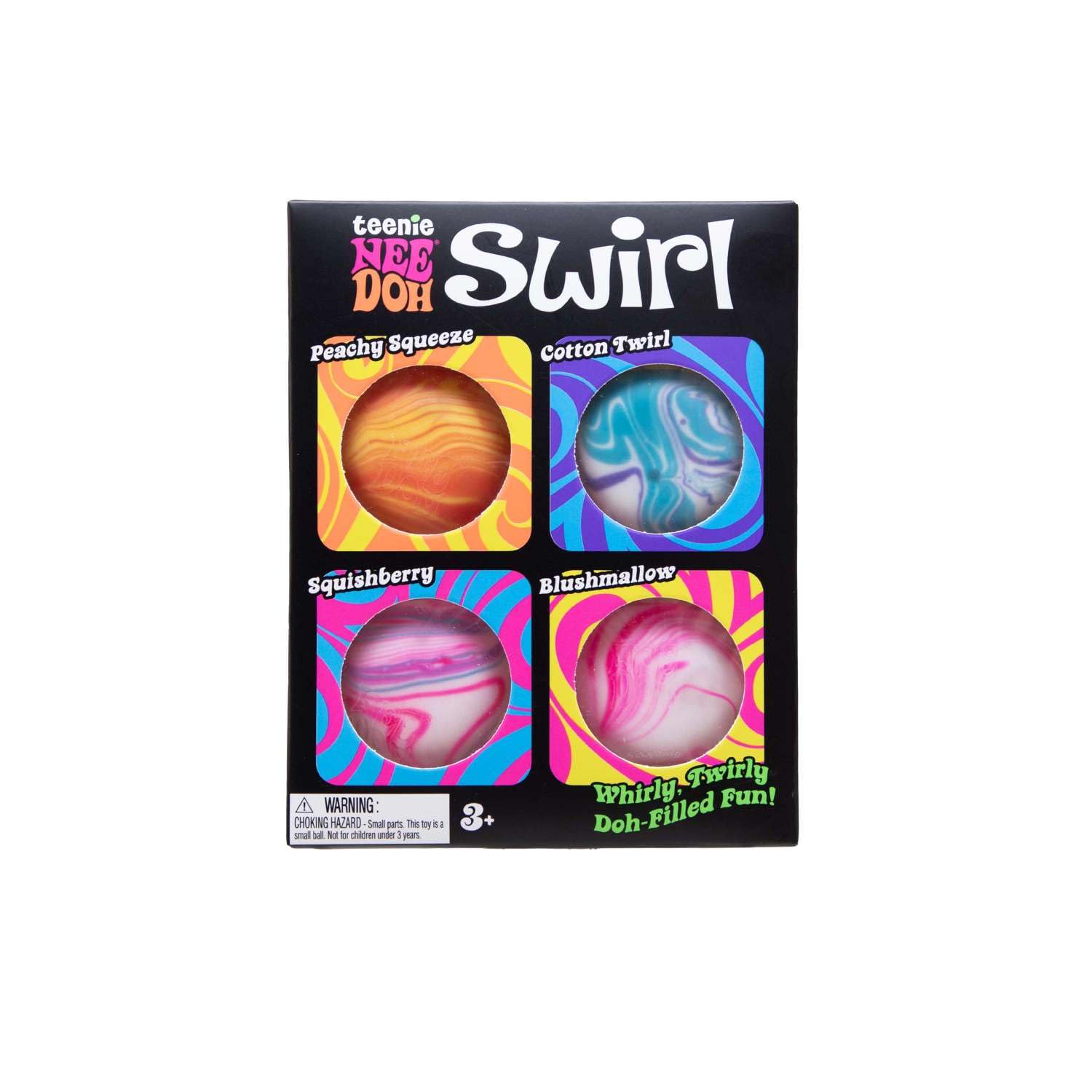 Schylling NeeDoh Teenie Swirl 4 Packung - Sensory Squeeze Toy - 1,5' im Durchmesser - Farben können variieren
