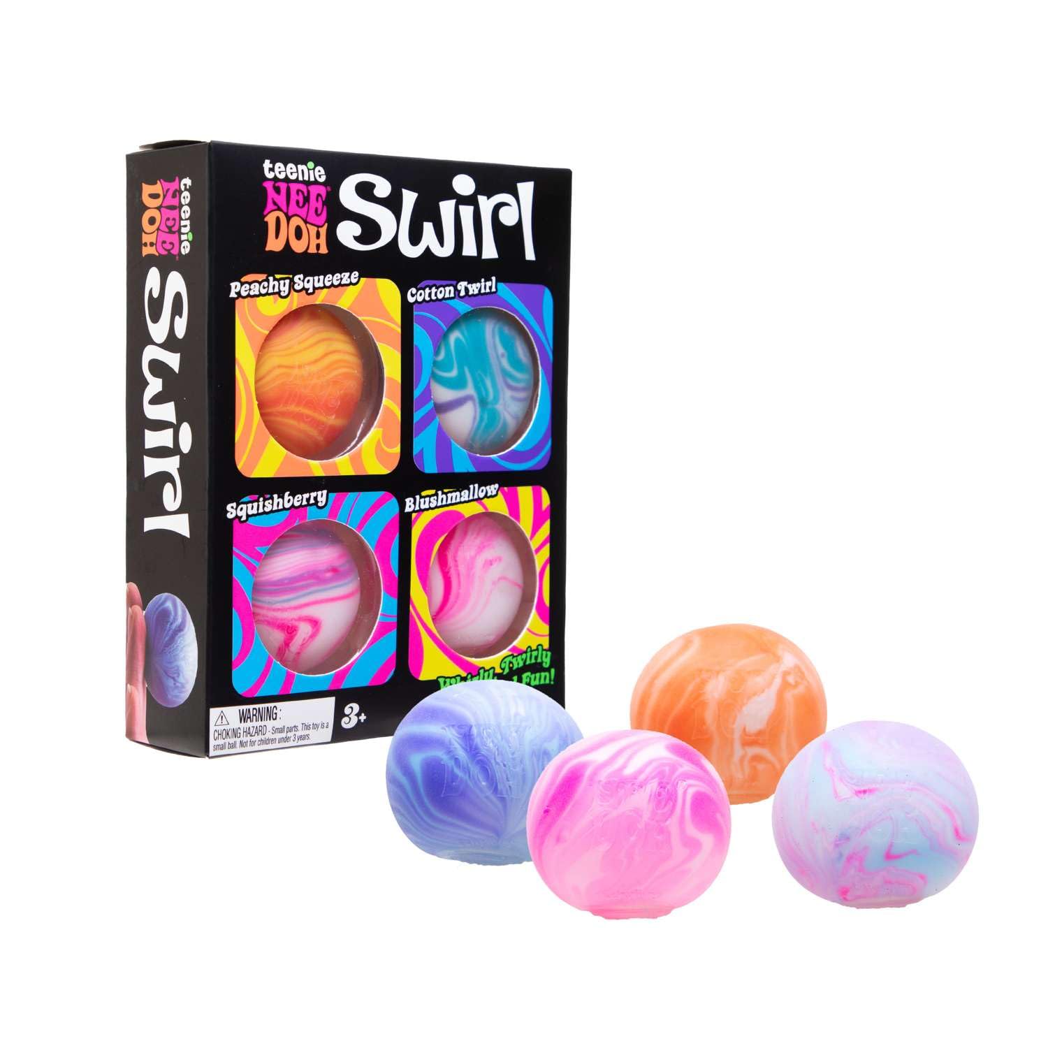 Schylling NeeDoh Teenie Swirl 4 Packung - Sensory Squeeze Toy - 1,5' im Durchmesser - Farben können variieren