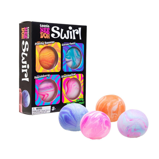 Schylling NeeDoh Teenie Swirl 4 Packung - Sensory Squeeze Toy - 1,5' im Durchmesser - Farben können variieren
