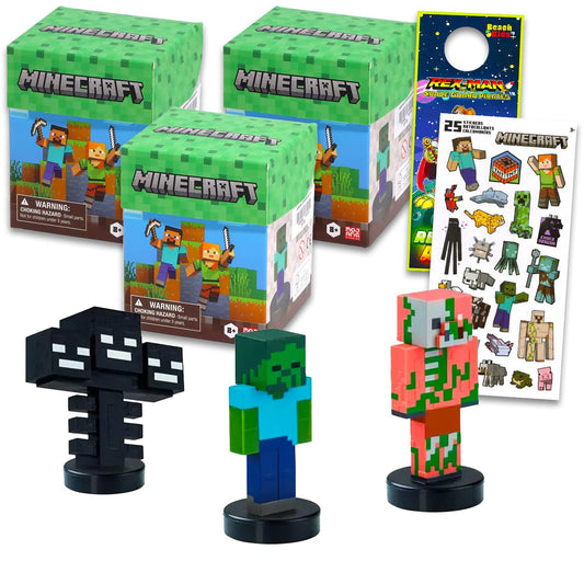 Minecraft Blind Box Set für Kinder - Set mit 3 Stamper Mini Figure Blind Boxen