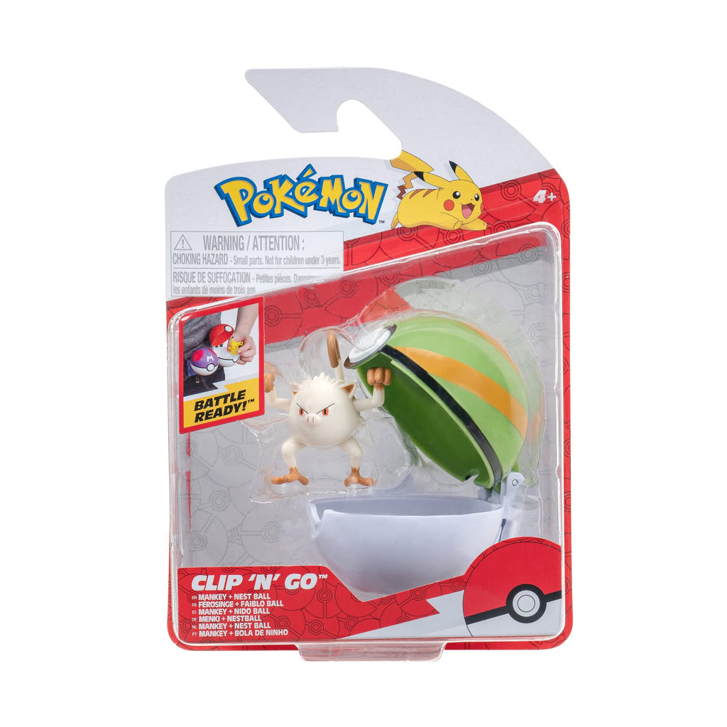 Clip 'n'Go Poké Balls - Menki & Nest Ball, Offizieller Pokéball mit 5 cm Figur