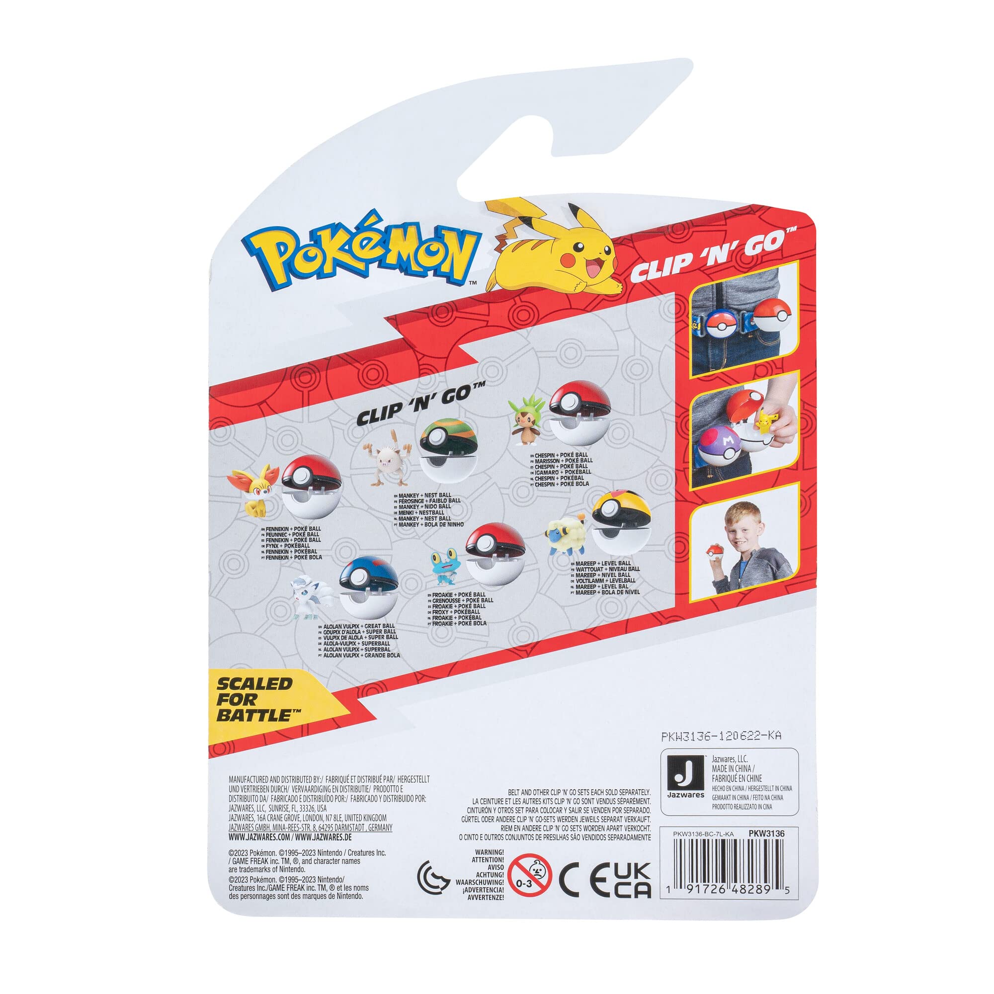 Clip 'n'Go Poké Balls - Menki & Nest Ball, Offizieller Pokéball mit 5 cm Figur