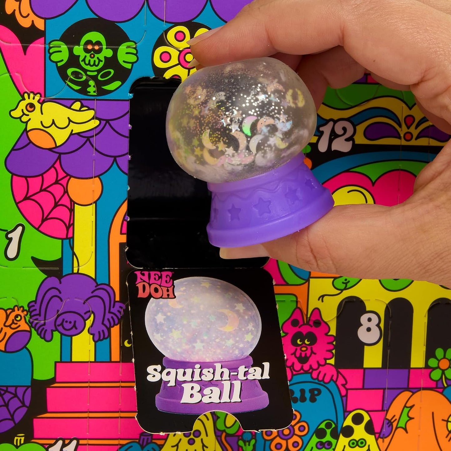 Schylling NeeDoh Funky Frights Squish-O-Ween Countdown (Paket von 1) | Halloween Advent mit 13 Mini Squeeze Toys