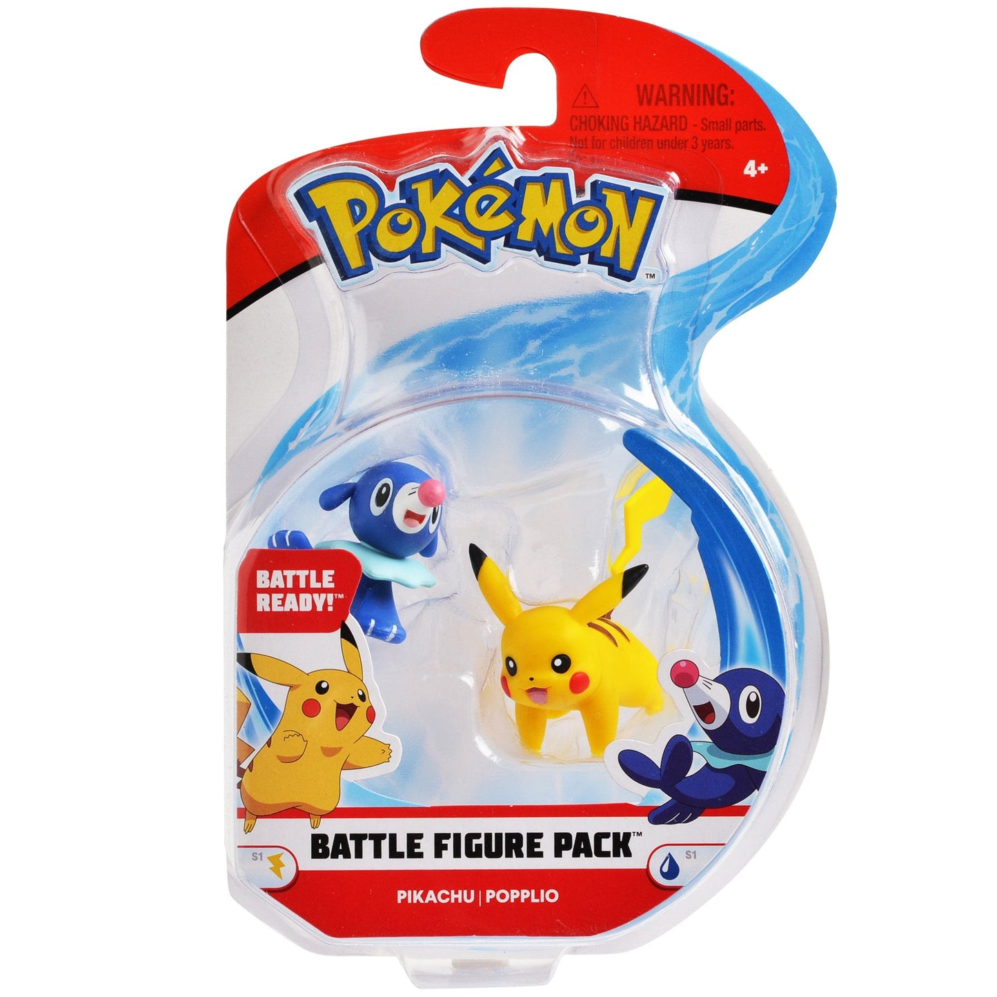 Pokemon 5,1 cm Battle Action Figure 2er-Packung, enthält 2' Pikachu und 2' Popplio (95001)