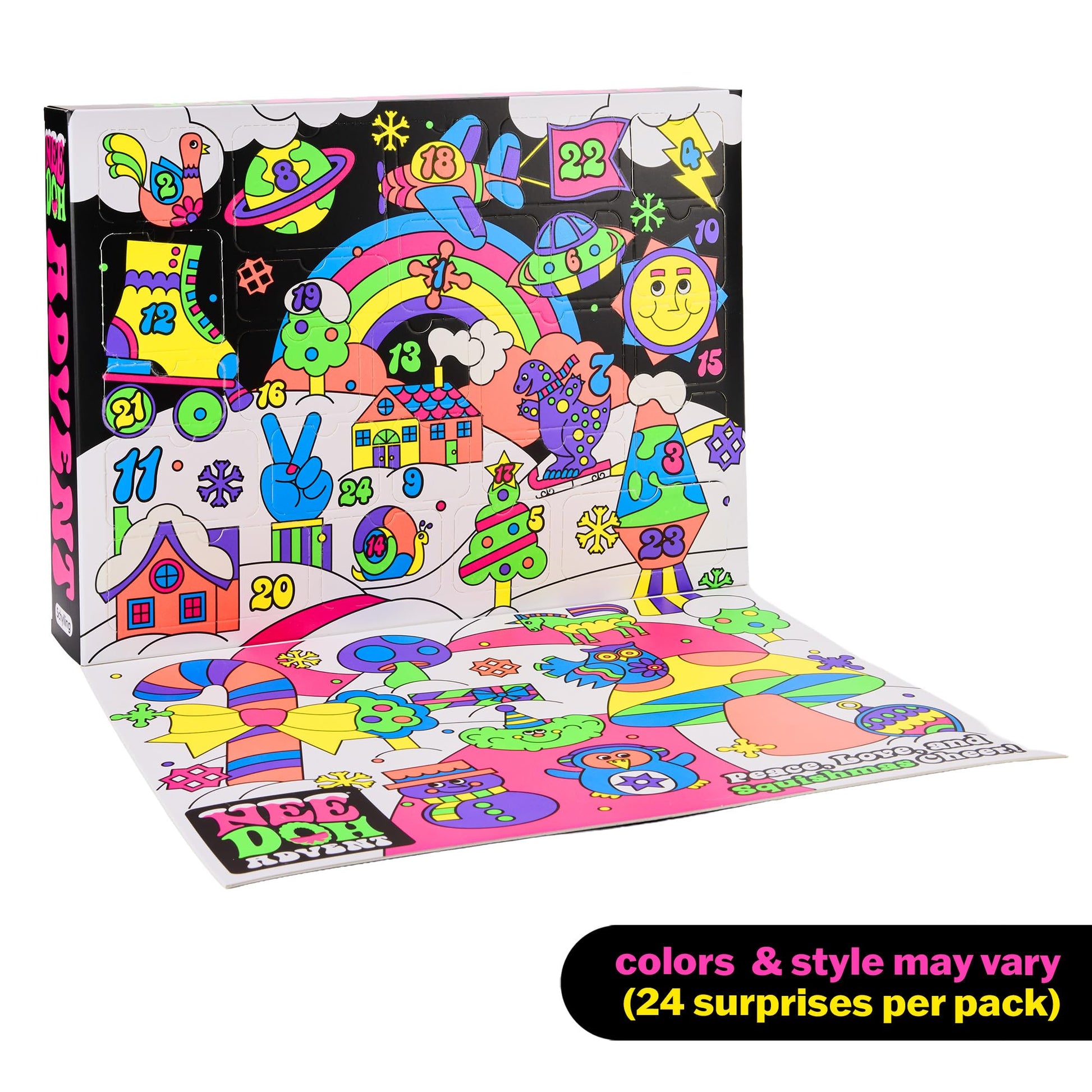Schylling NeeDoh Squishmas Adventskalender - 24 Mini Squeeze Toys - Weihnachts Countdown - Alter 3+ (Paket von 1)