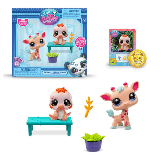 Kleinste Pet Shop Pet Pairs Zoo Pals Giraffe & Faulheit 2er-Packung Mini-Figuren, Alter 4+