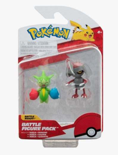 Pokemon Battle Figure 2 Packung - MERKMALE 2 Zoll Pawniard & Roselia