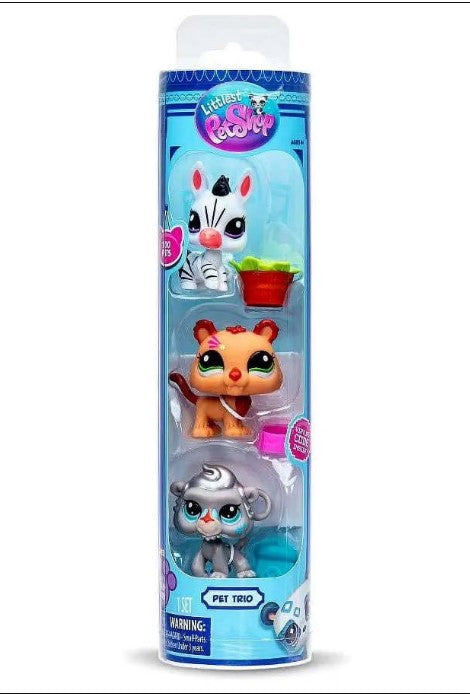Kleinste Pet Shop Pet Trio Zoo Pets Mini Figure 3er-Packung (Löwe, Zebra & Babun)