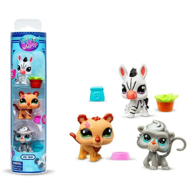 Kleinste Pet Shop Pet Trio Zoo Pets Mini Figure 3er-Packung (Löwe, Zebra & Babun)
