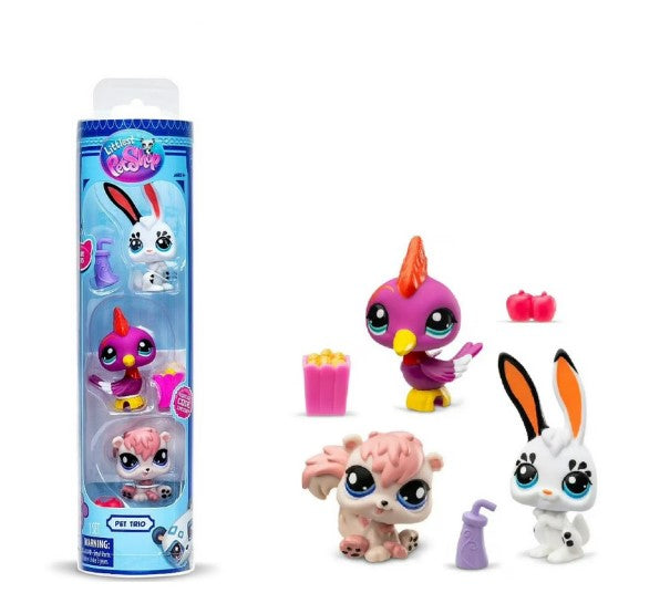 Littlest Pet Shop Pet Trio Park Pets Mini Figure 3er-Packung (Woodpecker, Bunny & Eichhörnchen)