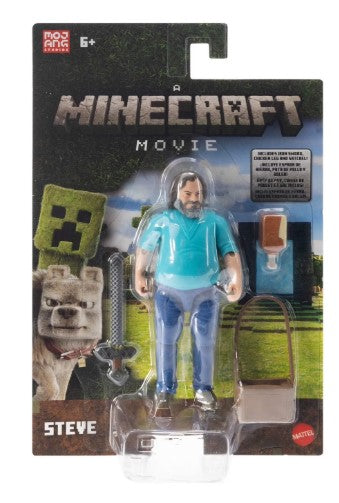 Minecraft Steve Action Figure & Zubehör, 4-Zoll-Spielzeug-Set inspiriert von einem Minecraft-Film