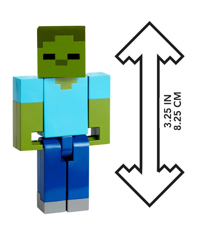 Minecraft Action Figuren & Zubehör Sammlung, 3,25 Zoll Maßstab & Pixelated Design Zombie