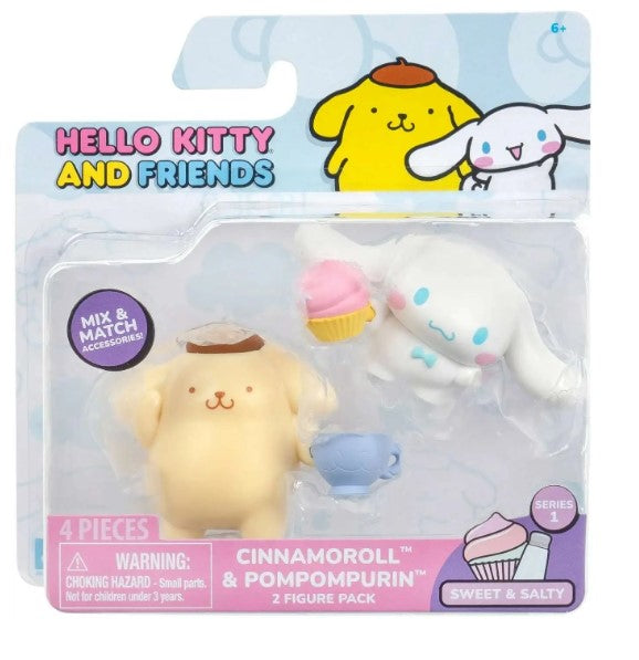 Hello Kitty and Friends 2 Zoll Figure Packung, Süß & Salzig Pompompurin & Cinnamoroll