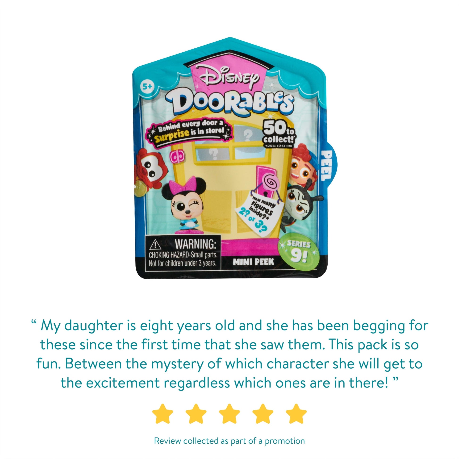 Disney Doorables Mini Peek Series 9, Sammelblindbeutelfiguren, offiziell lizenziertes Kinderspielzeug für Alter 5 bis, Geschenke und Geschenke