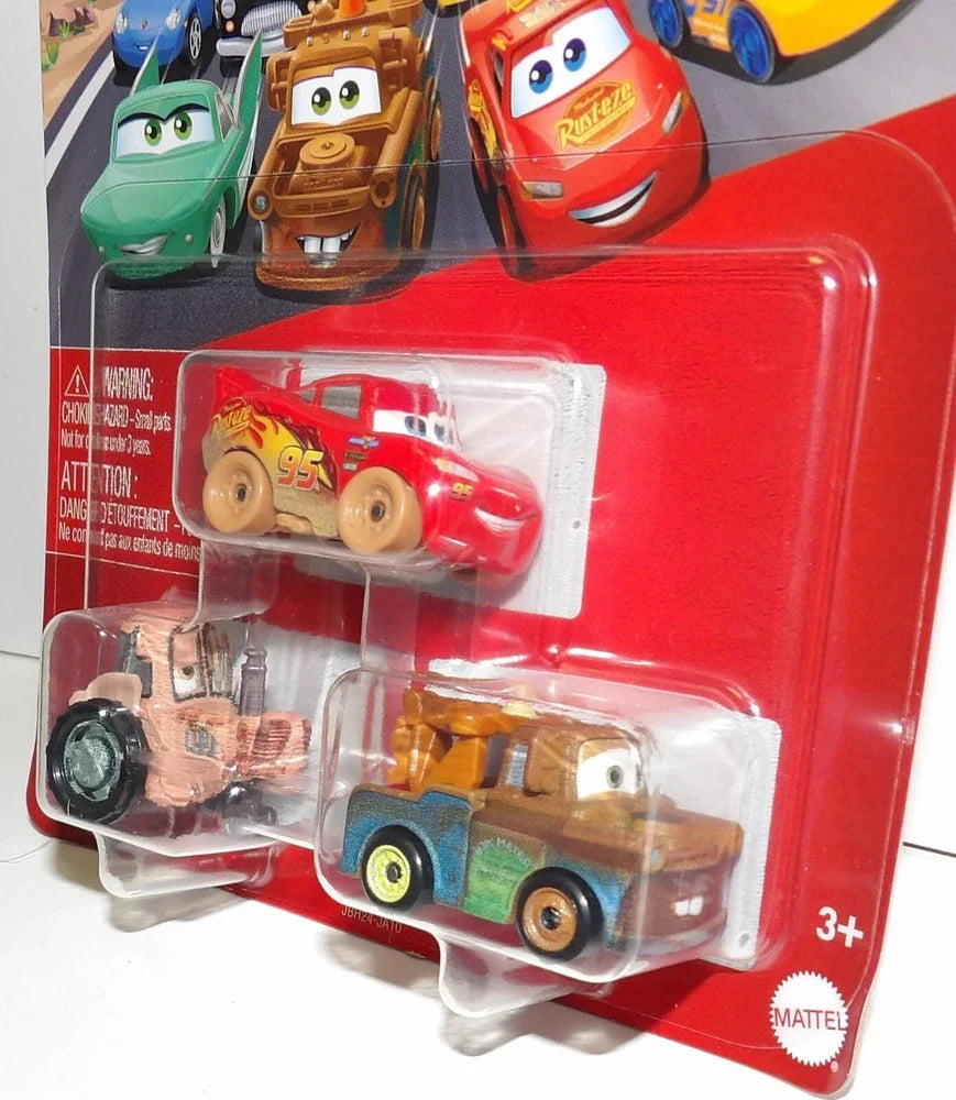 Disney Pixar Cars Mini Racers ~ TRACTOR, MUDDY LIGHTNING, MATERIAL ~ 3er-Packung