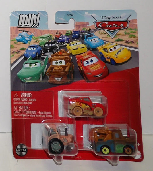 Disney Pixar Cars Mini Racers ~ TRACTOR, MUDDY LIGHTNING, MATERIAL ~ 3er-Packung